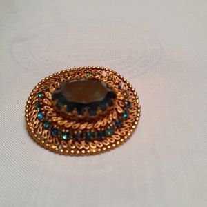 Austria Blue Faceted Brooch
